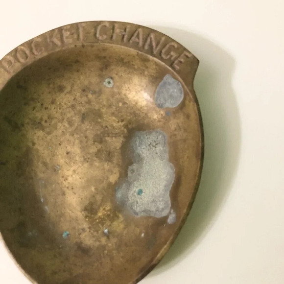Vintage Brass Pocket Change Dish Trinket Jewelry Key Holder Coin Bowl - Picture 3 of 14